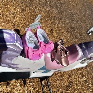 0-6 month NWOT 2 pair girls shoes pink and rose gold